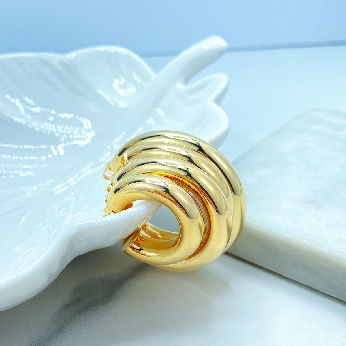 18k Gold Filled Hoop Earrings, Donut Tubular C-Hoops, 25mm 30mm, 35mm or 45mm