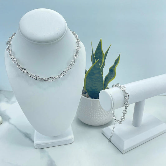 Silver Filled Mariner Link Chain and Bracelet, Adjustable Extender, Wholesale Jewelry
