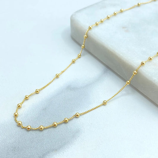 18k Gold Filled Satellite Chain Necklace, Dainty Beaded Chain, Gift for Her, Wholesale Jewelry
