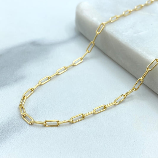 18k Gold Filled Paperclip Chain Necklace 3mm, Wholesale Jewelry