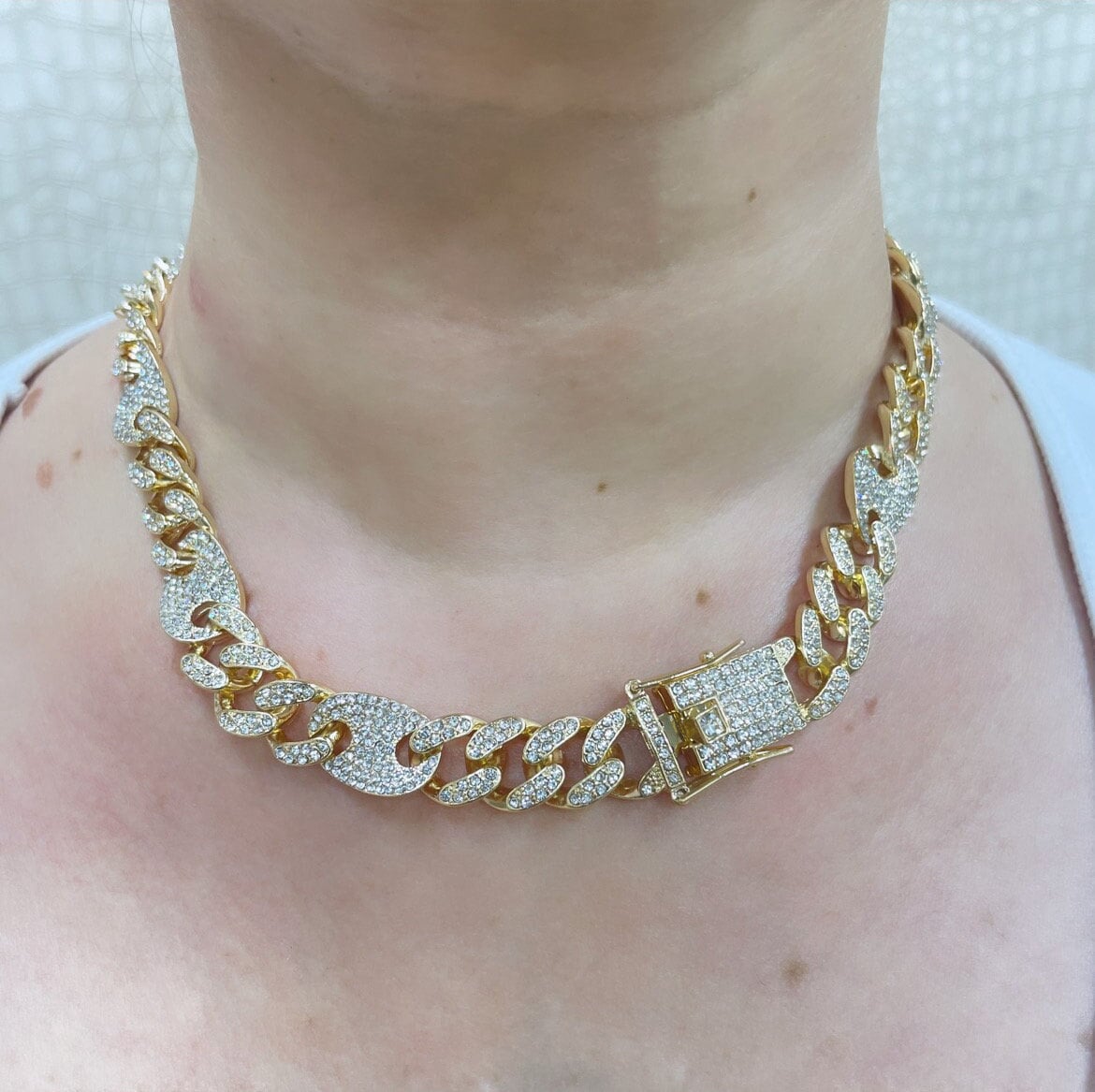 14k Gold Filled 13mm Iced Cuban Link & Mariner Link Chain, Double Safety Lock Box Cubic Zirconia Chain and Bracelet SET, Wholesale Jewelry