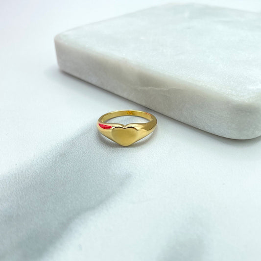 18k Gold Filled Signet Ring with Front Heart Shape, Polished Heart Ring, Wholesale Jewelry Making Supplies