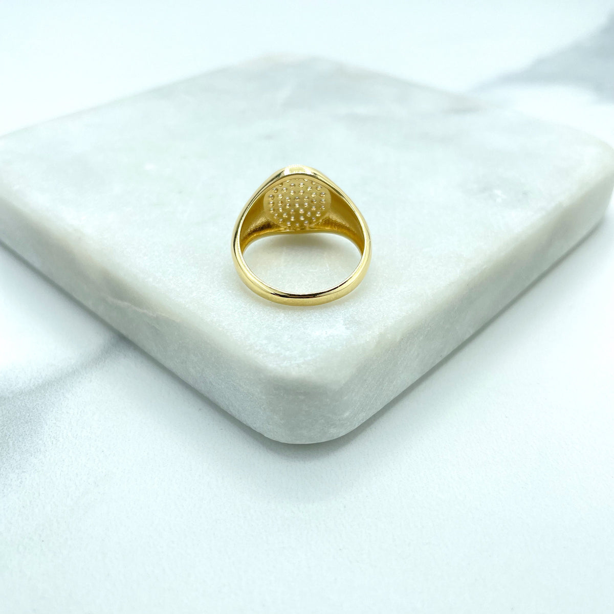 18k Gold Filled Micro Cubic Zirconia Signet Ring, Pave Signet Unisex Ring, Wholesale Jewelry Supplies