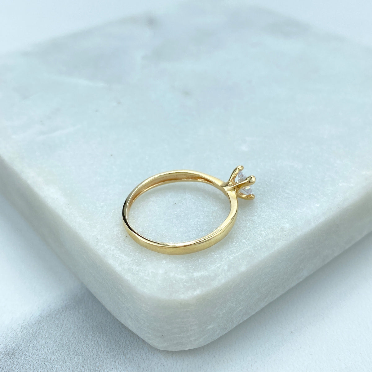 14k Solid Gold Solitaire Ring, 14k Solid Gold Engagement Ring, 14k Solid Gold Cubic Zirconia Ring (Inside Stamped)