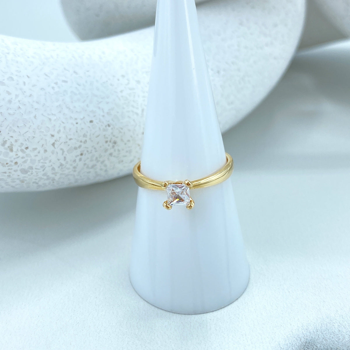 14k Solid Gold Solitaire Ring, 14k Solid Gold Engagement Ring, 14k Solid Gold Cubic Zirconia Ring (Inside Stamped)