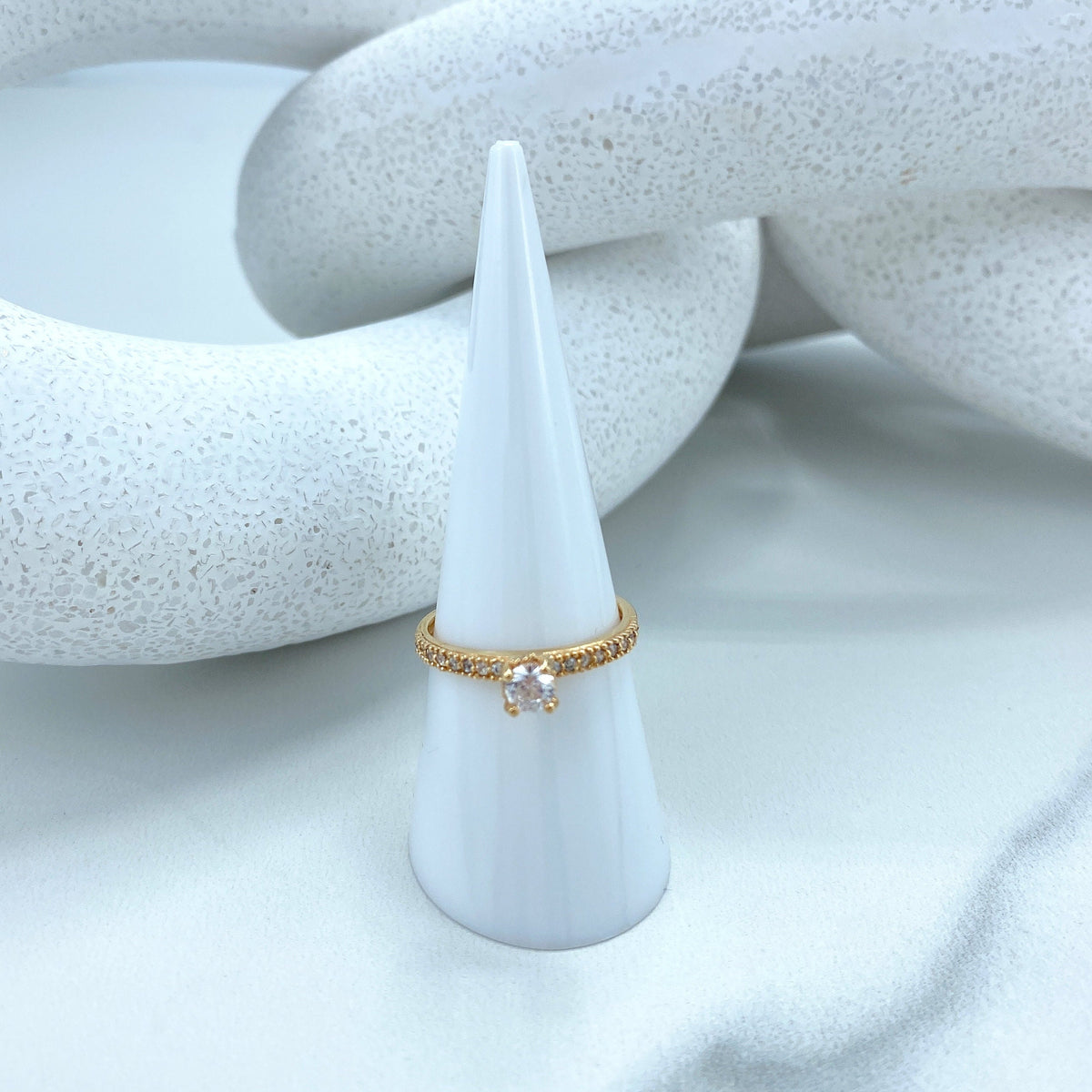 14k Solid Gold Solitaire Ring featuring Cubic Zirconia, 14k Solid Gold Wedding Engagement Solitaire Ring (Inside Stamped)