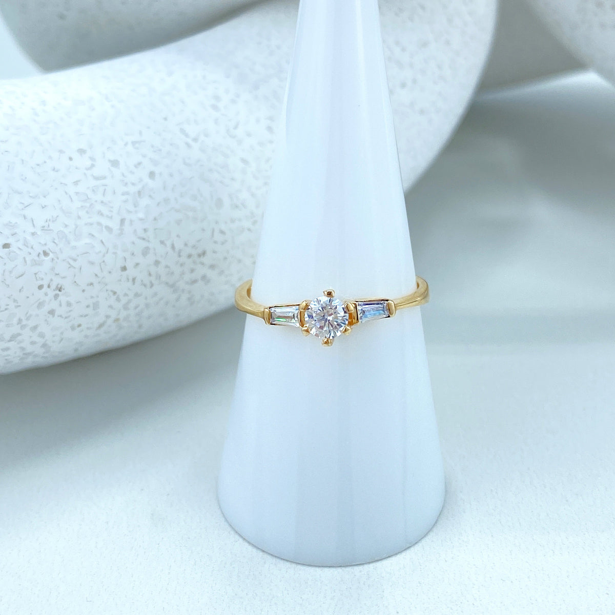 14k Solid Gold Solitaire Ring featuring Cubic Zirconia, 14k Solid Gold Wedding Engagement Solitaire Ring (Inside Stamped)