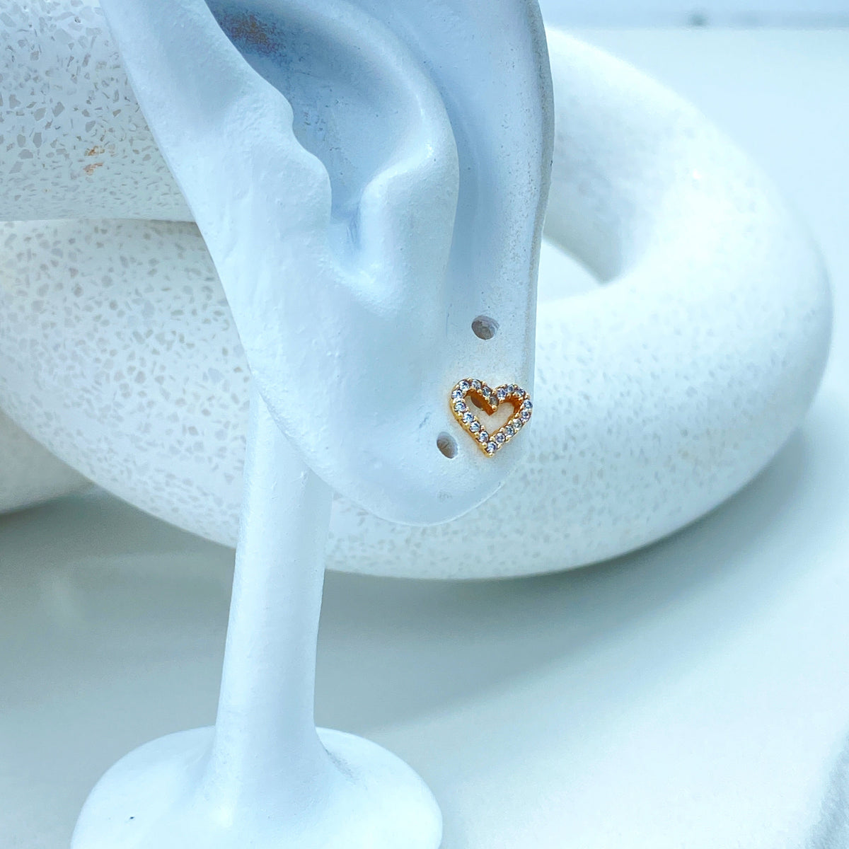 14k Solid Gold Heart Shape Stud Earrings featuring Cubic Zirconia, 14k Solid Yellow Gold CZ Heart Stud Earrings, Screw Back, Tiny Studs