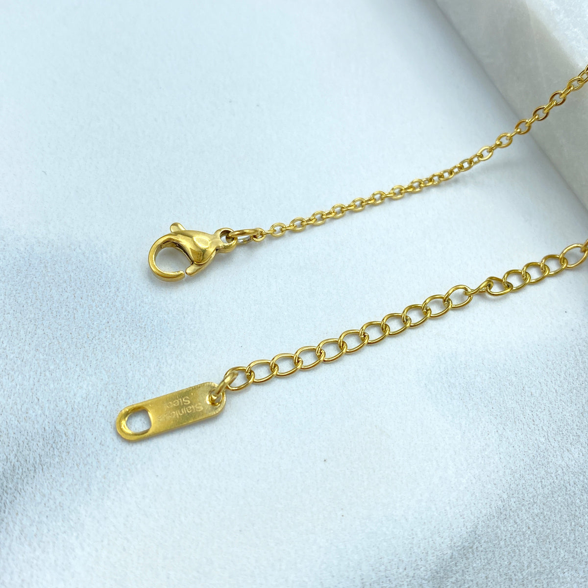 Stainless Steel Cute Bear Charm Featuring Cubic Zirconia Necklace or Beaded Bracelet, | Sold as a Set or Individually | Wholesale Jewelry