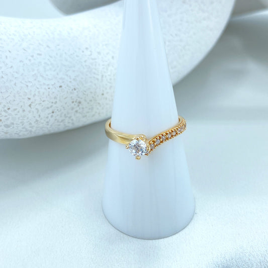 14k Solid Gold Solitaire Ring featuring Cubic Zirconia, 14k Solid Gold Wedding Engagement Solitaire Ring (Inside Stamped)