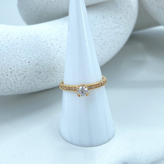 14k Solid Gold Solitaire Ring featuring Cubic Zirconia, 14k Solid Gold Wedding Engagement Solitaire Ring (Inside Stamped)