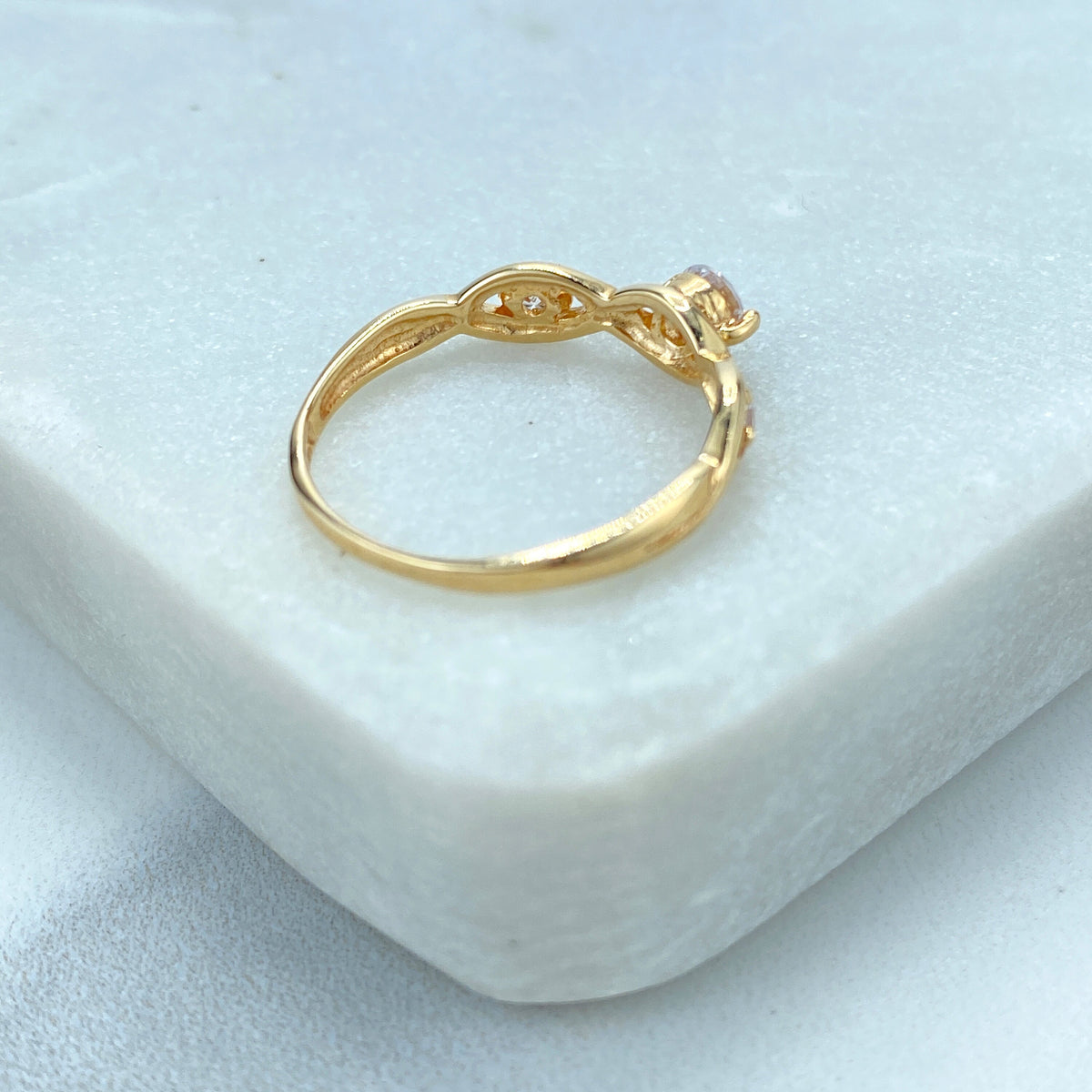 14k Solid Gold Solitaire Ring featuring Cubic Zirconia, 14K Solid Gold Twisted Style with Zirconia Ring (Inside Stamped)