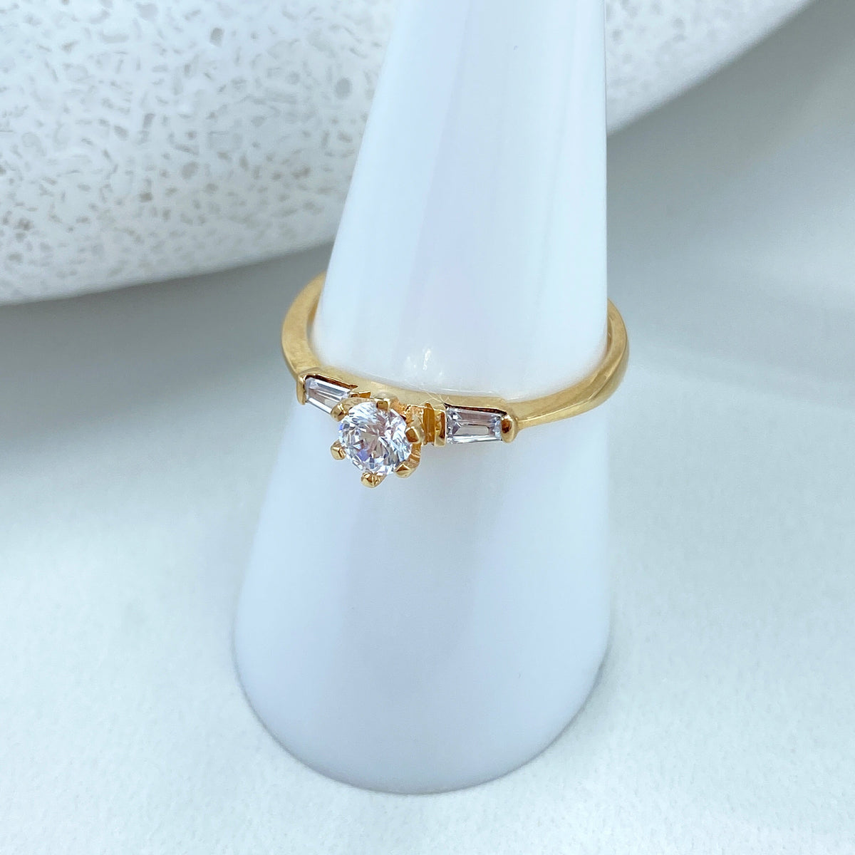 14k Solid Gold Solitaire Ring featuring Cubic Zirconia, 14k Solid Gold Wedding Engagement Solitaire Ring (Inside Stamped)