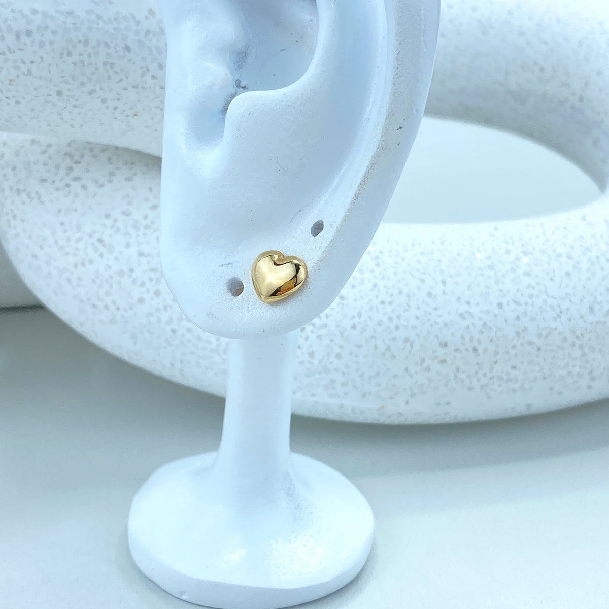 14k Solid Gold Heart Stud Earrings, 14k Solid Yellow Gold Puffed Polished Stud Earrings, Screw Back Studs, Unisex