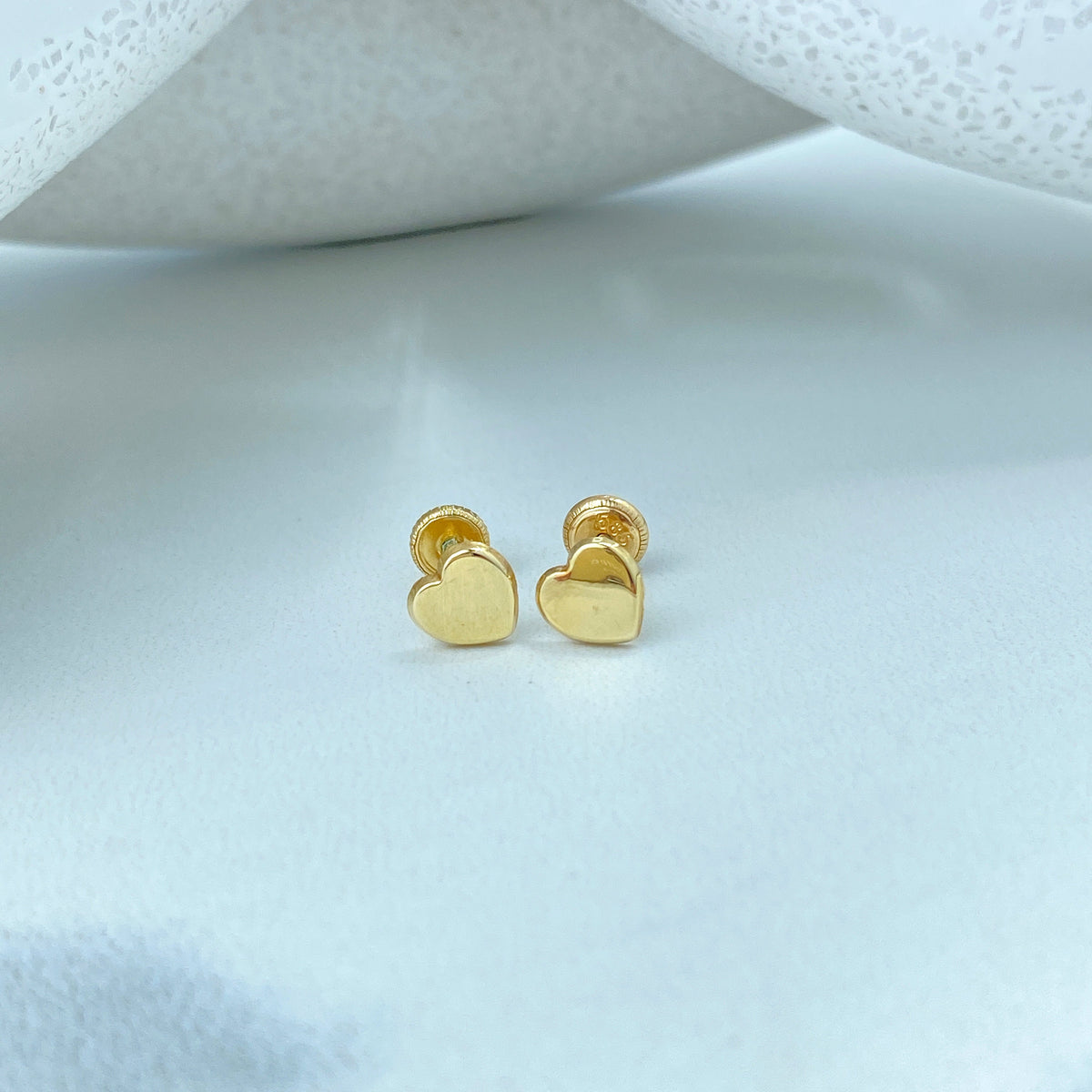 14k Solid Gold Polished Heart Stud Earrings or Star with Cubic Zirconia Stud Earrings, 14k Solid Yellow Gold CZ Stud Earrings, Screw Back