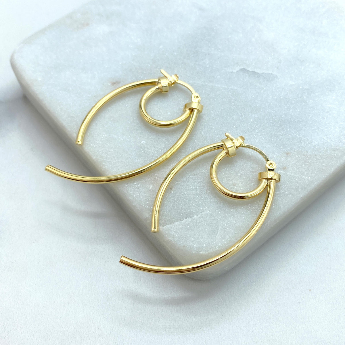 18k Gold Filled Round Lines Hoop Inspo Earrings, Modern Inspo Earrings, Trendy Earrings, Wholesale Jewelry
