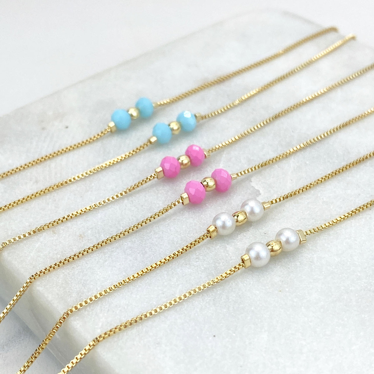 18k Gold Filled Pastel Colored Beads Rosary with Miraculous Virgin Charm, Christian Catholic Rosary, Pink, Blue, or Pearl, Wholesale Jewelry