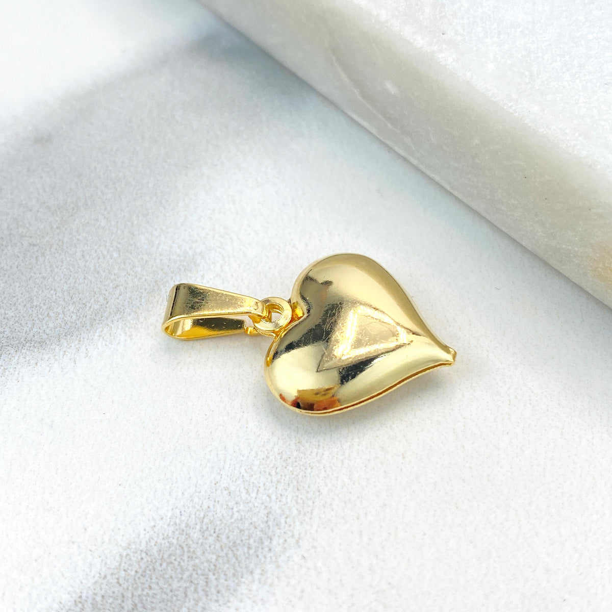 18k Gold Filled Puffed Puf 3D 18mm Heart Charm Pendant, Romantic Jewelry, Wholesale Jewelry Making Supplies