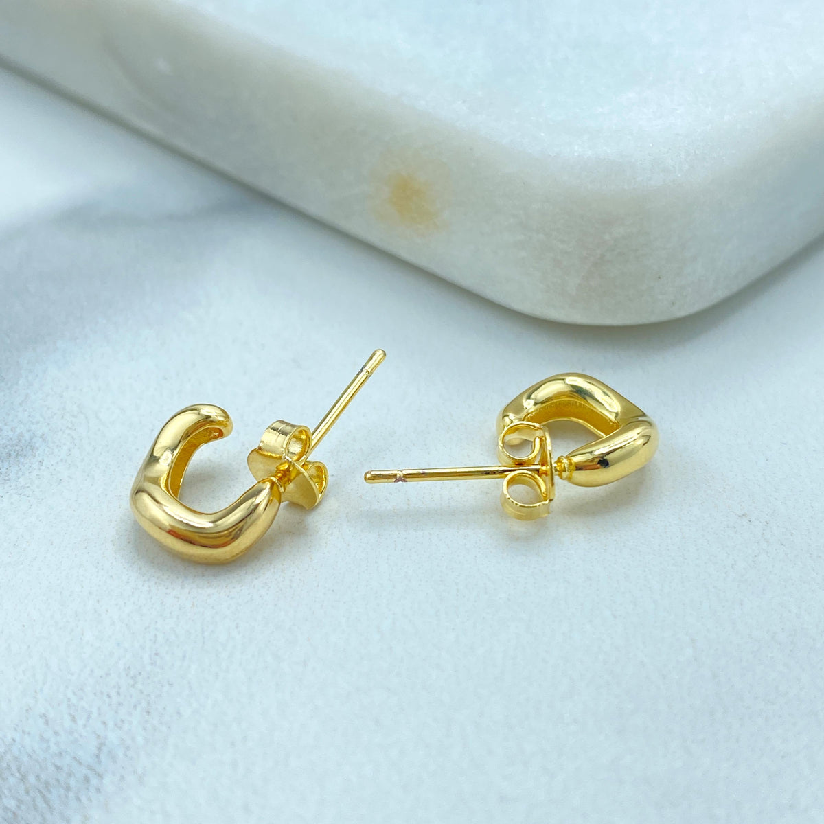 18k Gold Filled Irregular C-Hoop Earrings, Modern Style, Petite C-Hoop, Wholesale Jewelry