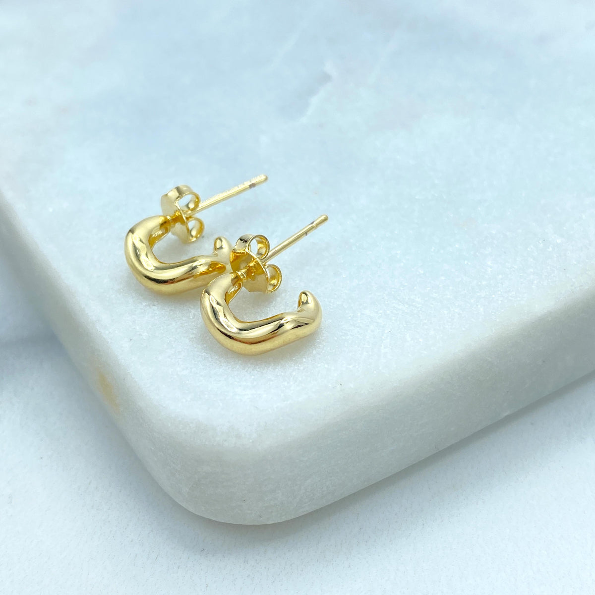 18k Gold Filled Irregular C-Hoop Earrings, Modern Style, Petite C-Hoop, Wholesale Jewelry