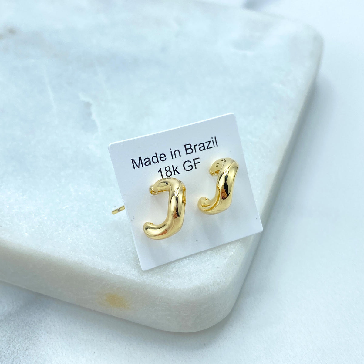 18k Gold Filled Irregular C-Hoop Earrings, Modern Style, Petite C-Hoop, Wholesale Jewelry