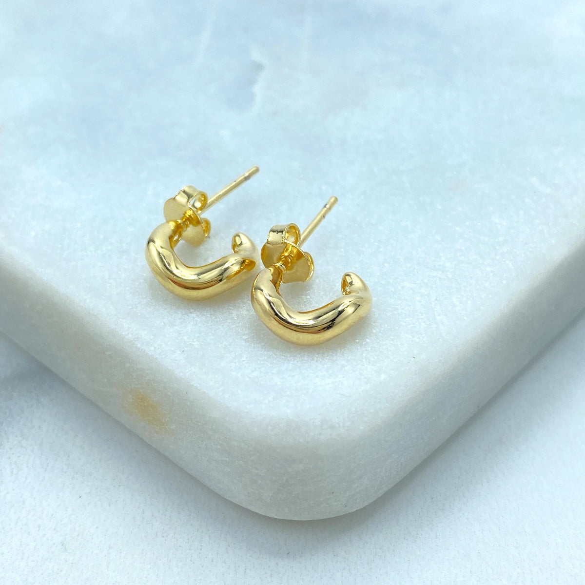 18k Gold Filled Irregular C-Hoop Earrings, Modern Style, Petite C-Hoop, Wholesale Jewelry