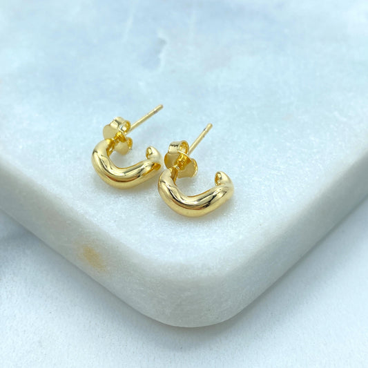 18k Gold Filled Irregular C-Hoop Earrings, Modern Style, Petite C-Hoop, Wholesale Jewelry