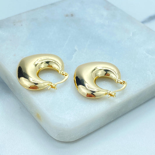 18k Gold Filled Bold and Chunky Earrings, Modern Chunky Earrings, V Shaped Hoop Closed Earrings, Wholesale Jewelry