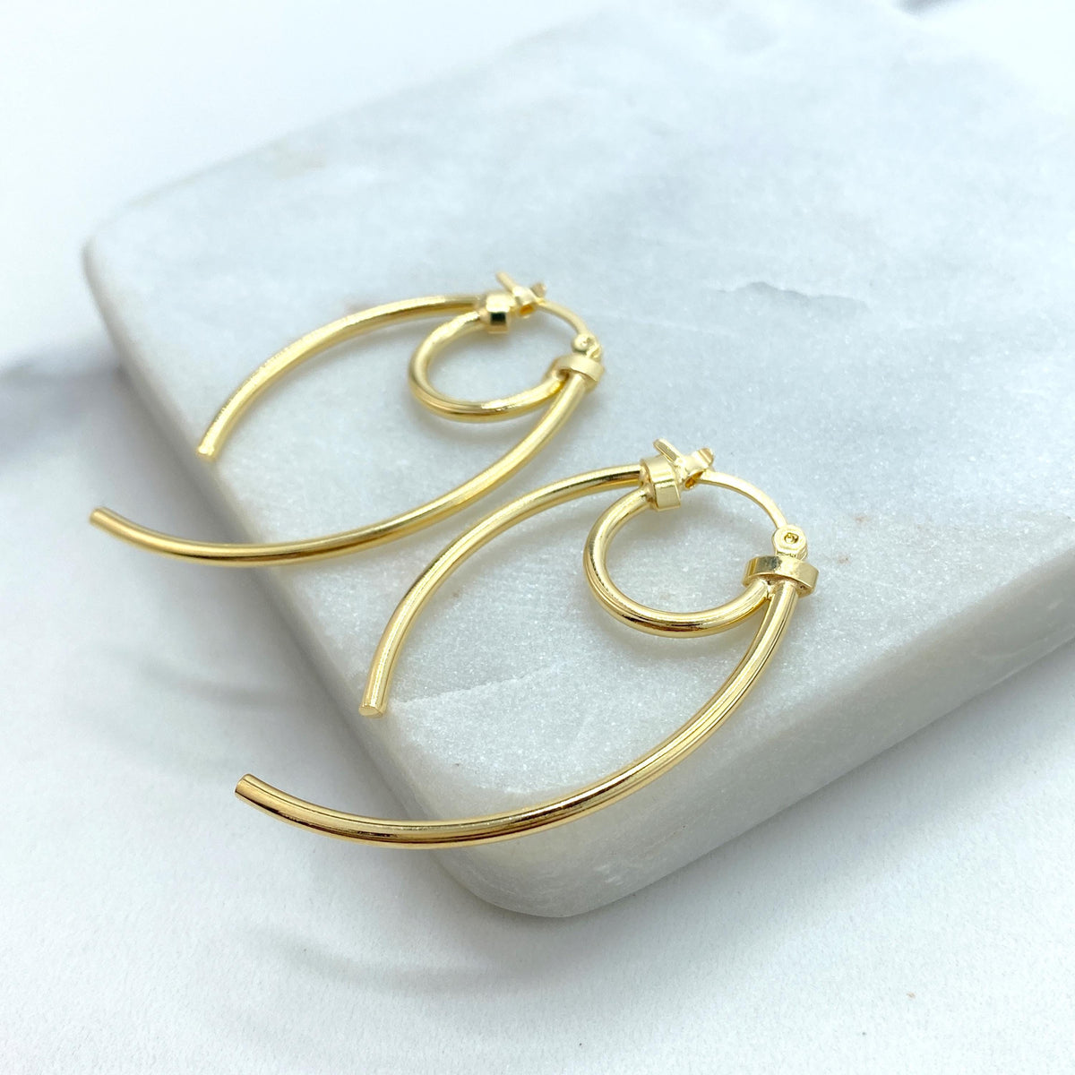 18k Gold Filled Round Lines Hoop Inspo Earrings, Modern Inspo Earrings, Trendy Earrings, Wholesale Jewelry