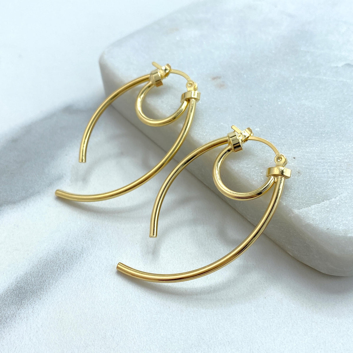 18k Gold Filled Round Lines Hoop Inspo Earrings, Modern Inspo Earrings, Trendy Earrings, Wholesale Jewelry