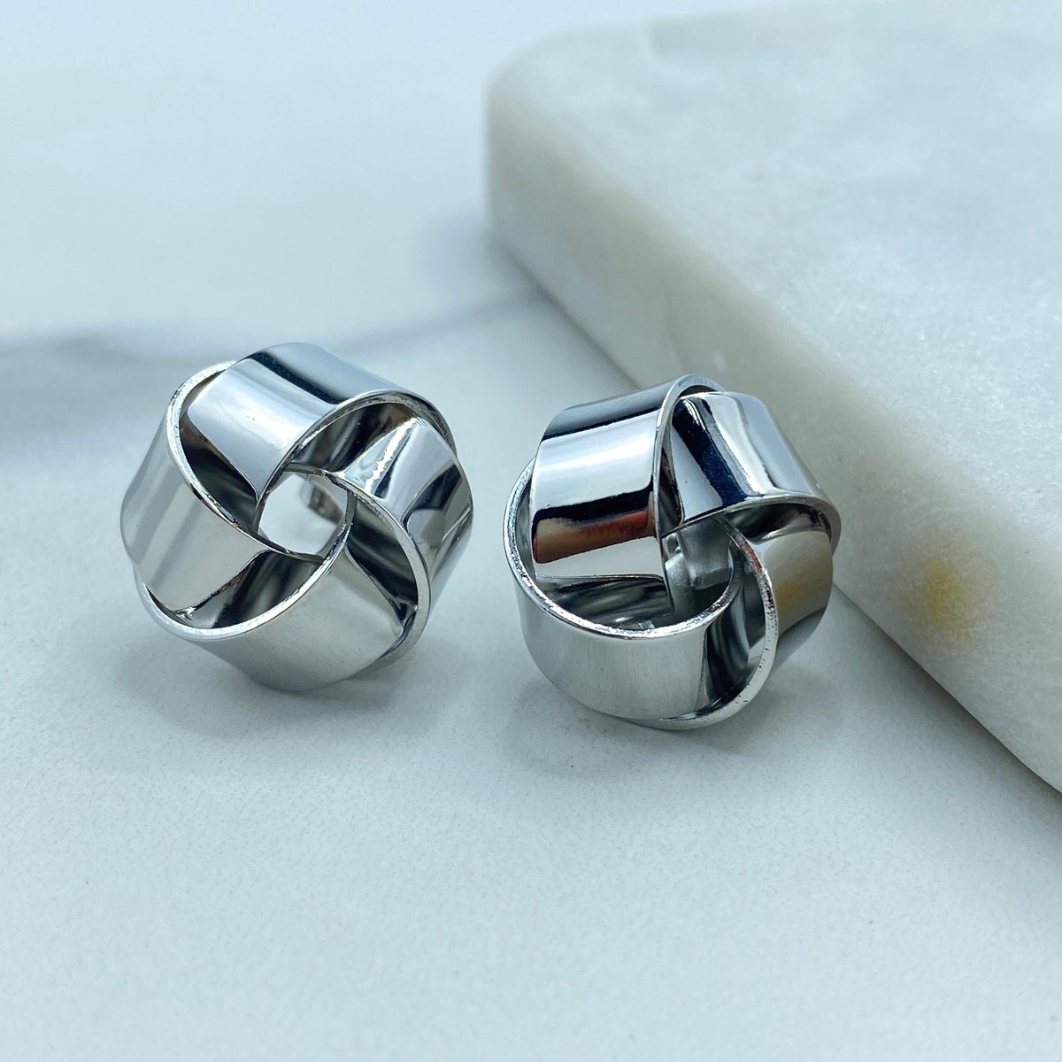 Silver Filled Trendy Knot Stud Earrings, Twisted Stud Earrings, Wholesale Jewelry Making Supplies