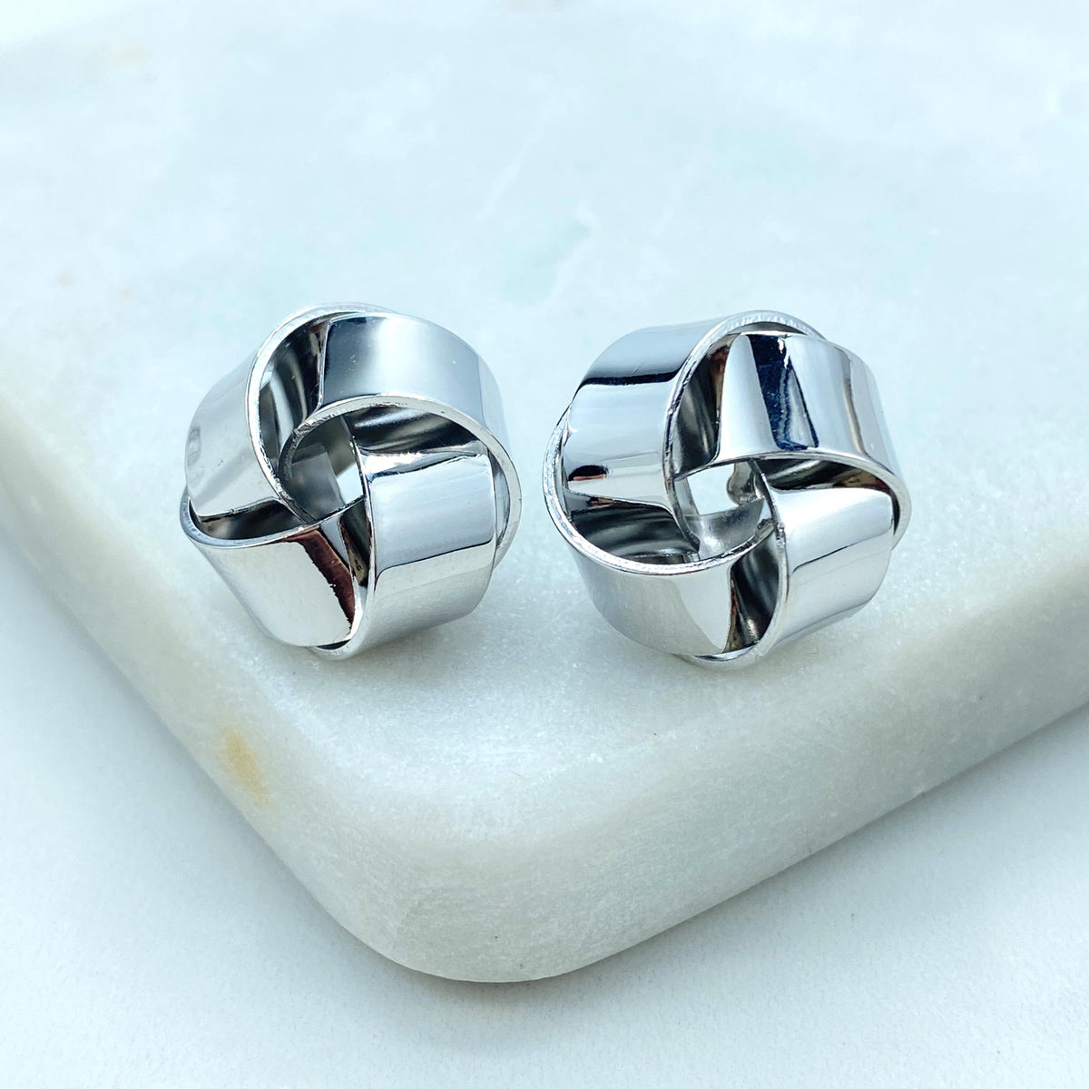 Silver Filled Trendy Knot Stud Earrings, Twisted Stud Earrings, Wholesale Jewelry Making Supplies