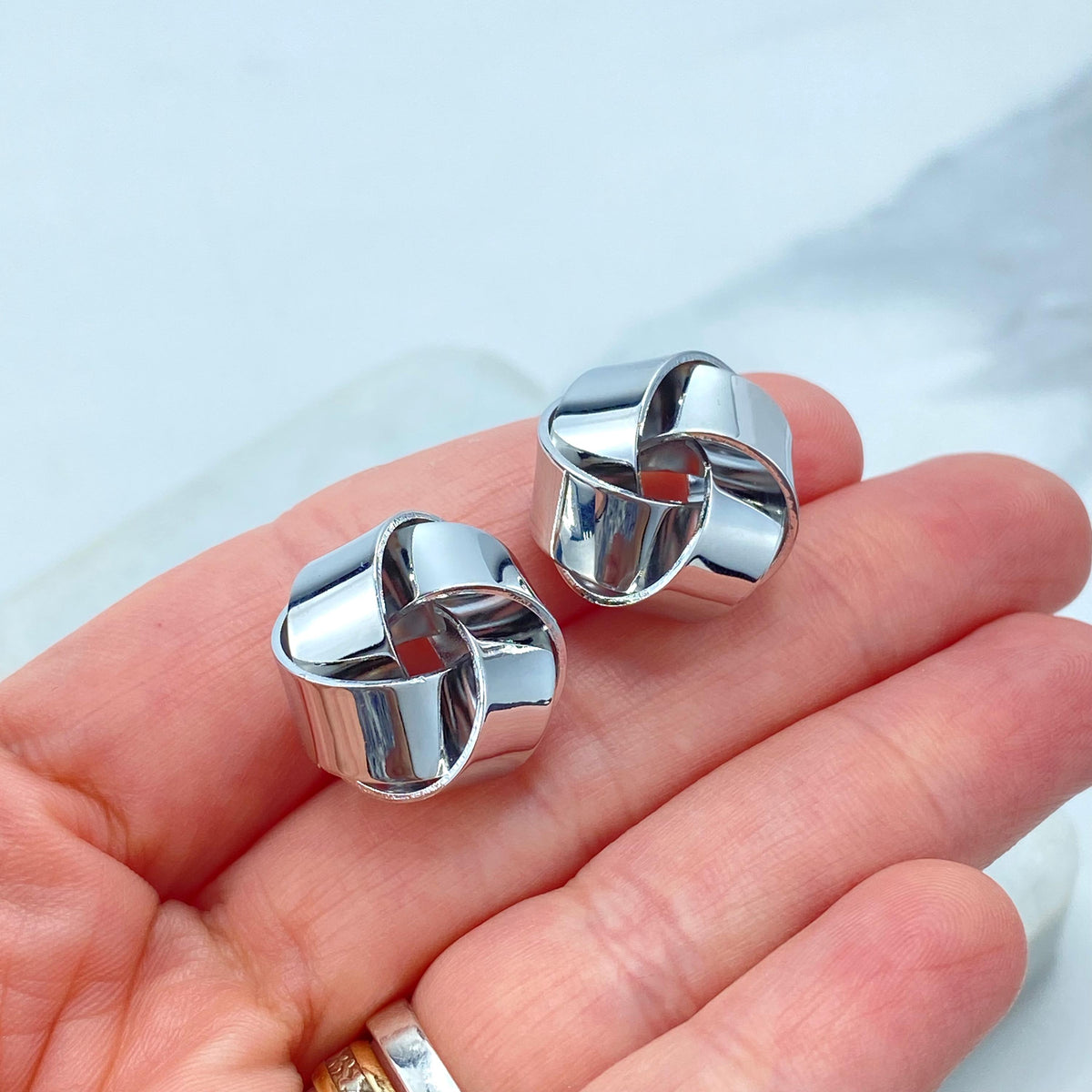 Silver Filled Trendy Knot Stud Earrings, Twisted Stud Earrings, Wholesale Jewelry Making Supplies