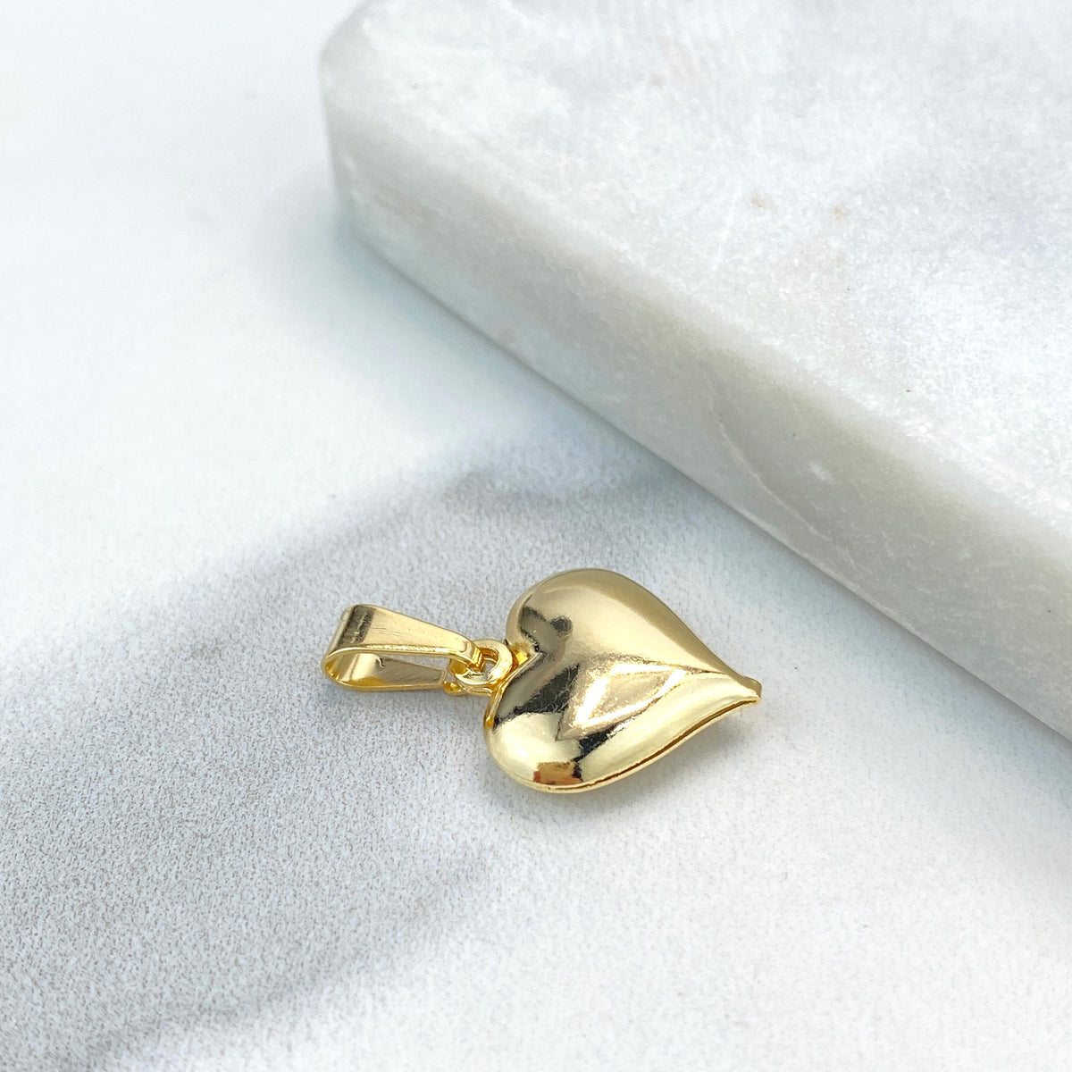 18k Gold Filled Puffed Puf 3D 18mm Heart Charm Pendant, Romantic Jewelry, Wholesale Jewelry Making Supplies