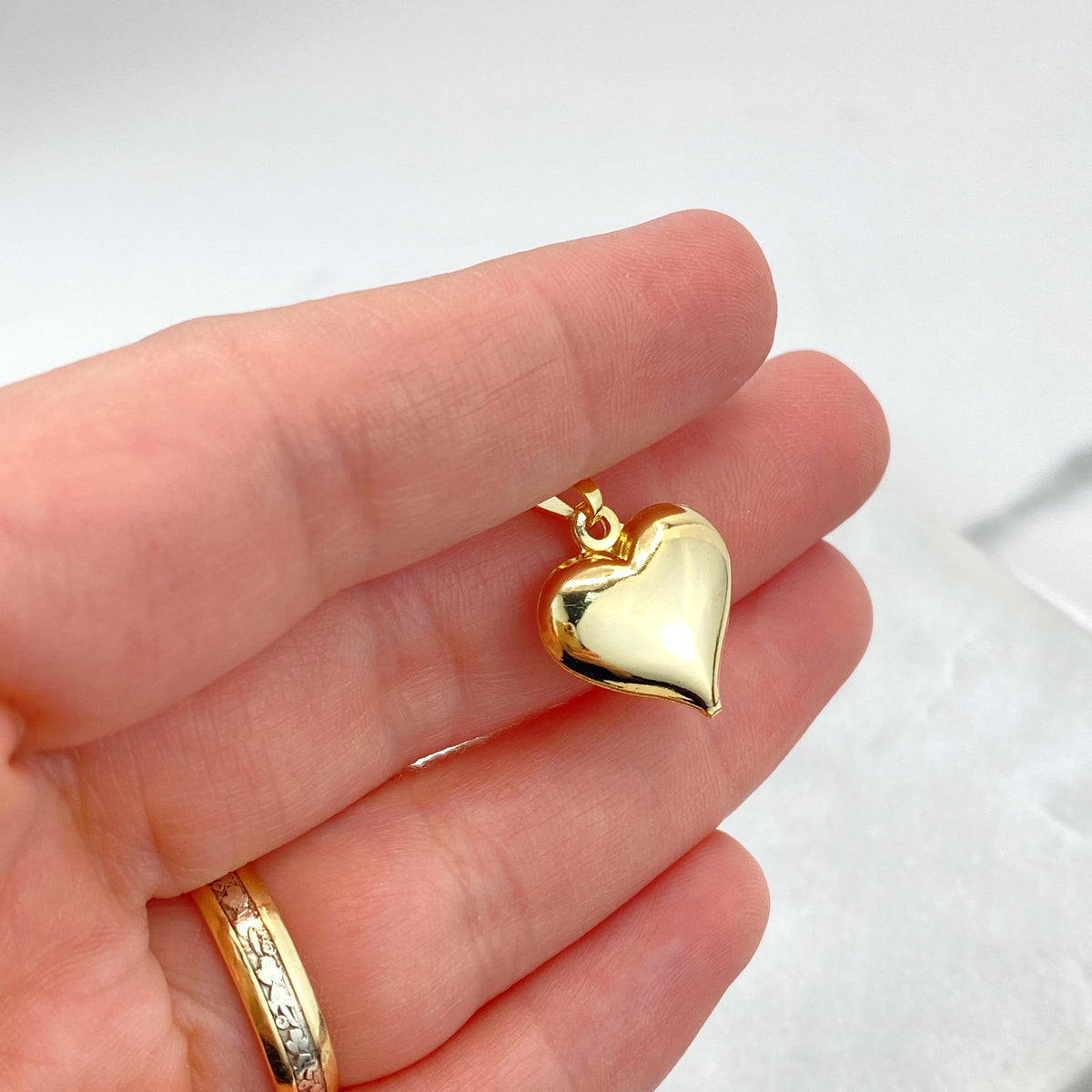 18k Gold Filled Puffed Puf 3D 18mm Heart Charm Pendant, Romantic Jewelry, Wholesale Jewelry Making Supplies