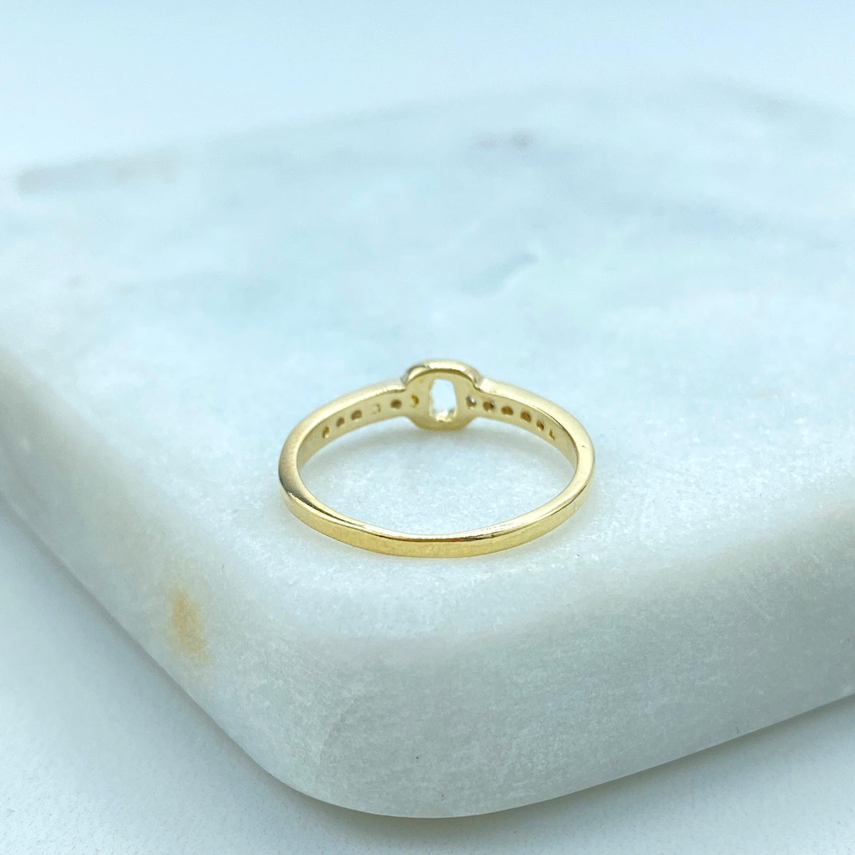 18k Gold Filled Minimalist Ring with Micro Cubic Zirconia, Circle Band Ring with Micro Pave Cubic Zirconia, Wholesale Jewelry.
