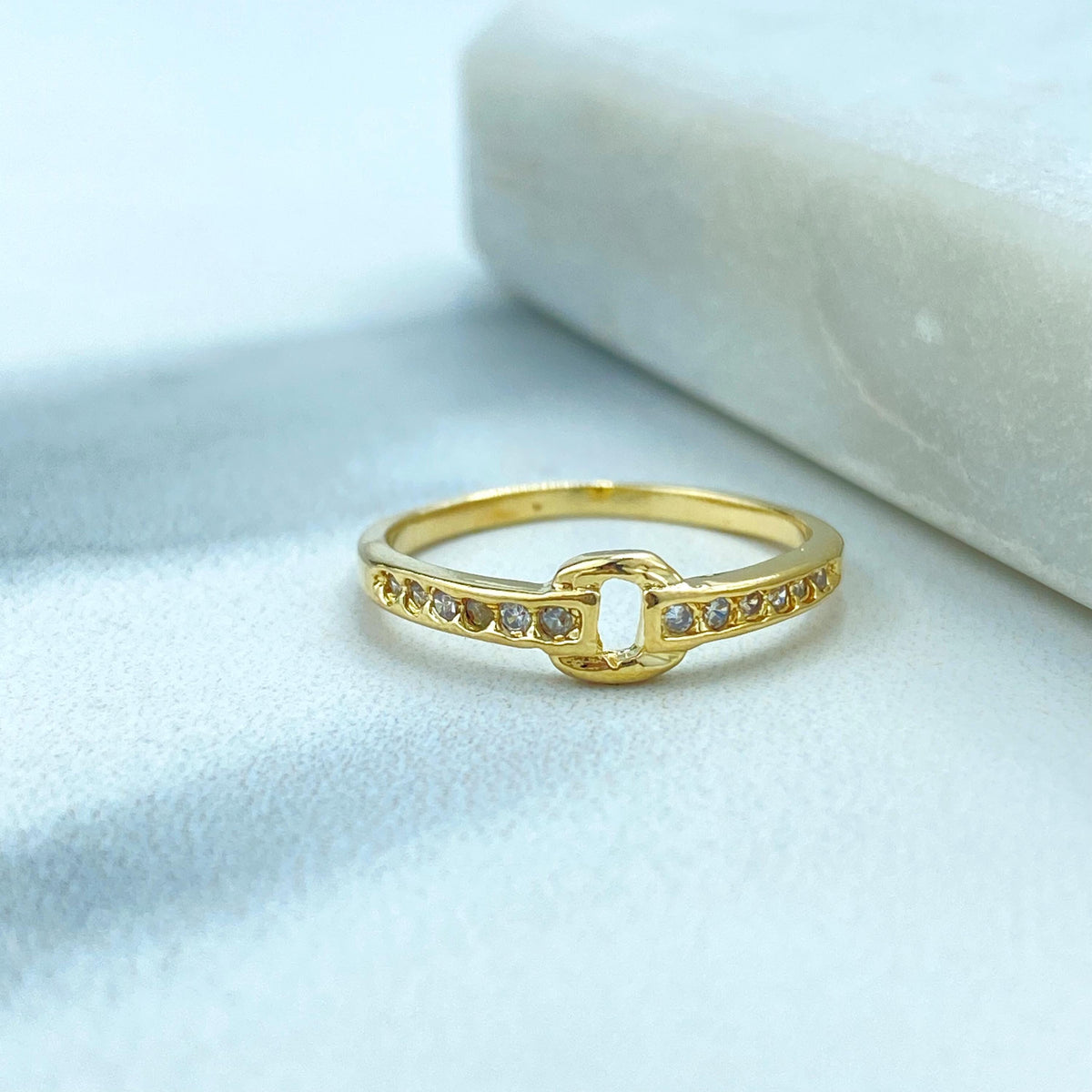 18k Gold Filled Minimalist Ring with Micro Cubic Zirconia, Circle Band Ring with Micro Pave Cubic Zirconia, Wholesale Jewelry.