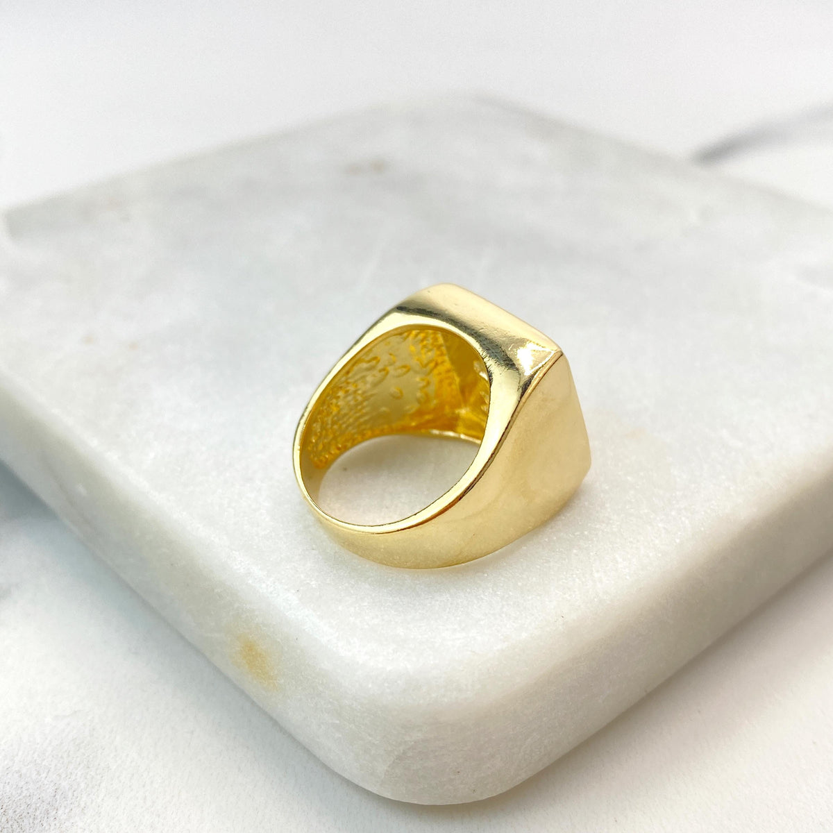 18k Gold Filled Saint George Slaying the Dragon Signet Ring, European Vintage Medieval, Men's Pinky Ring, Wholesale Jewelry