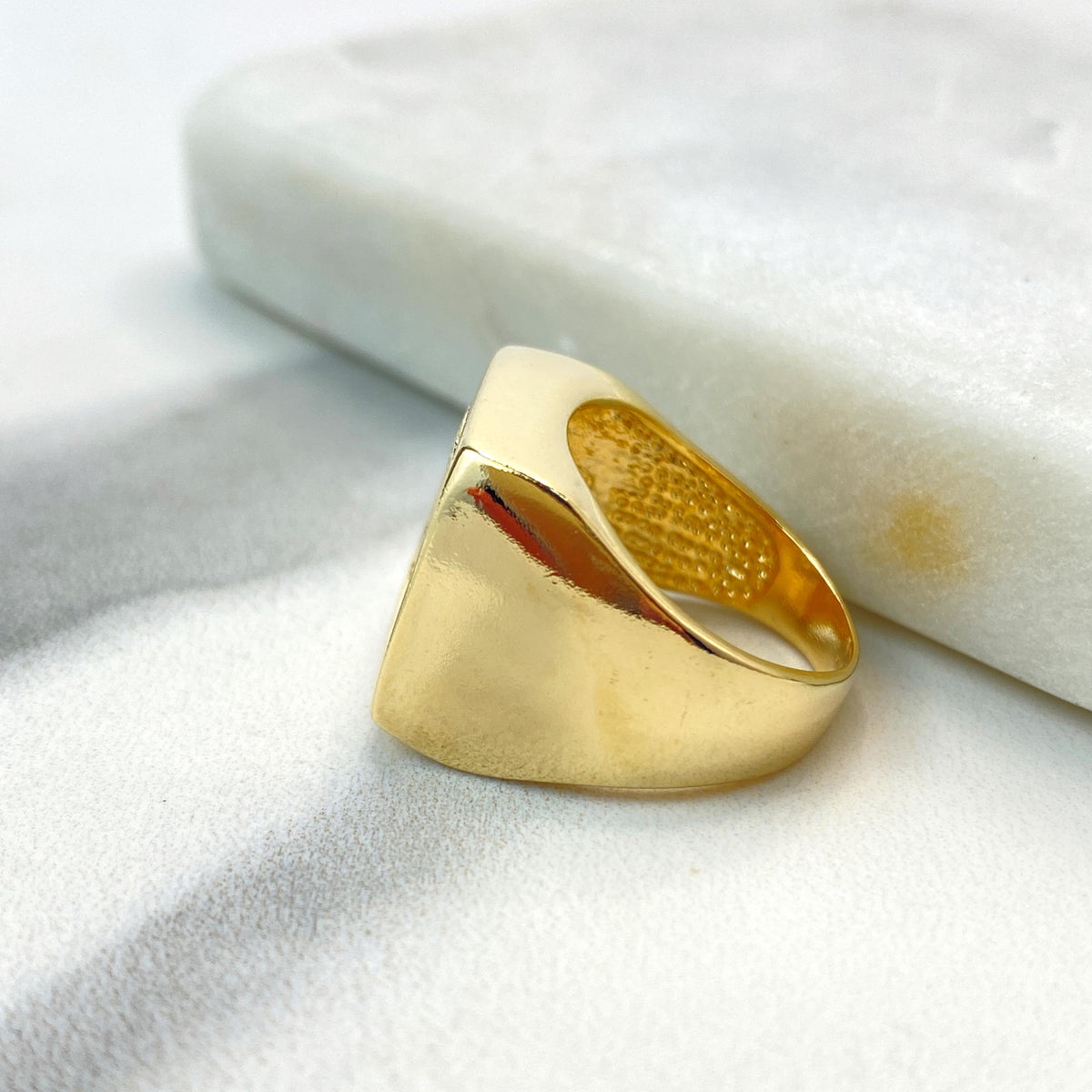 18k Gold Filled Saint George Slaying the Dragon Signet Ring, European Vintage Medieval, Men's Pinky Ring, Wholesale Jewelry