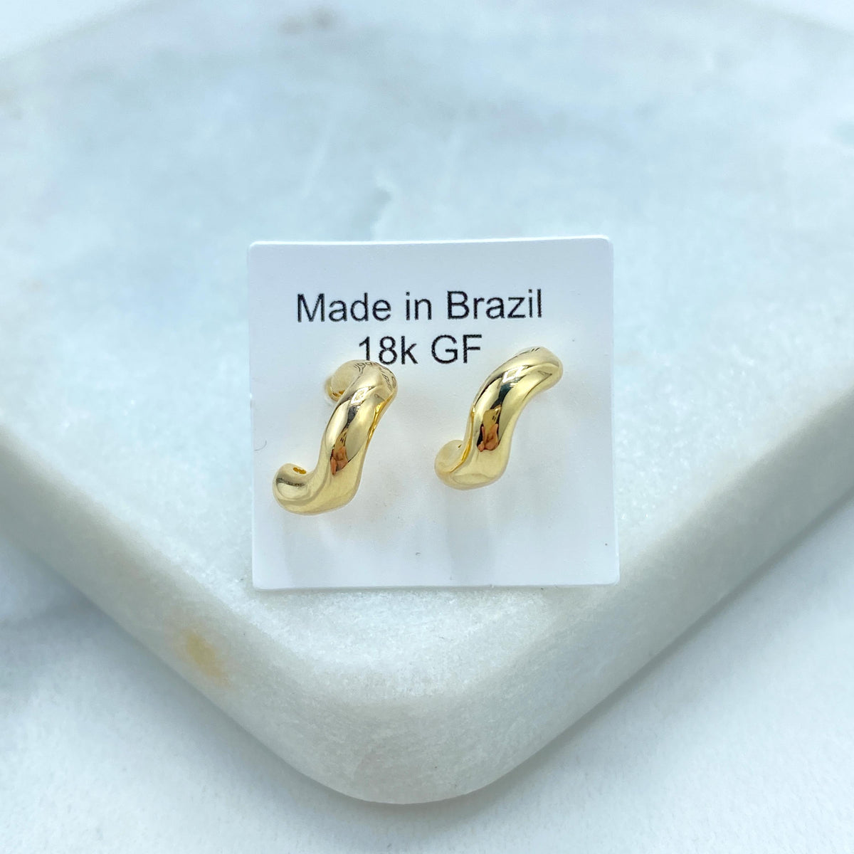 18k Gold Filled Irregular C-Hoop Earrings, Modern Style, Petite C-Hoop, Wholesale Jewelry