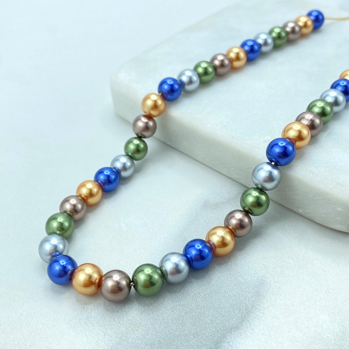 18k Gold Filled Multicolor Simulated Pearl Necklace or Bracelet, Timeless Jewelry, Buy as a set or individually, Wholesale Jewelry
