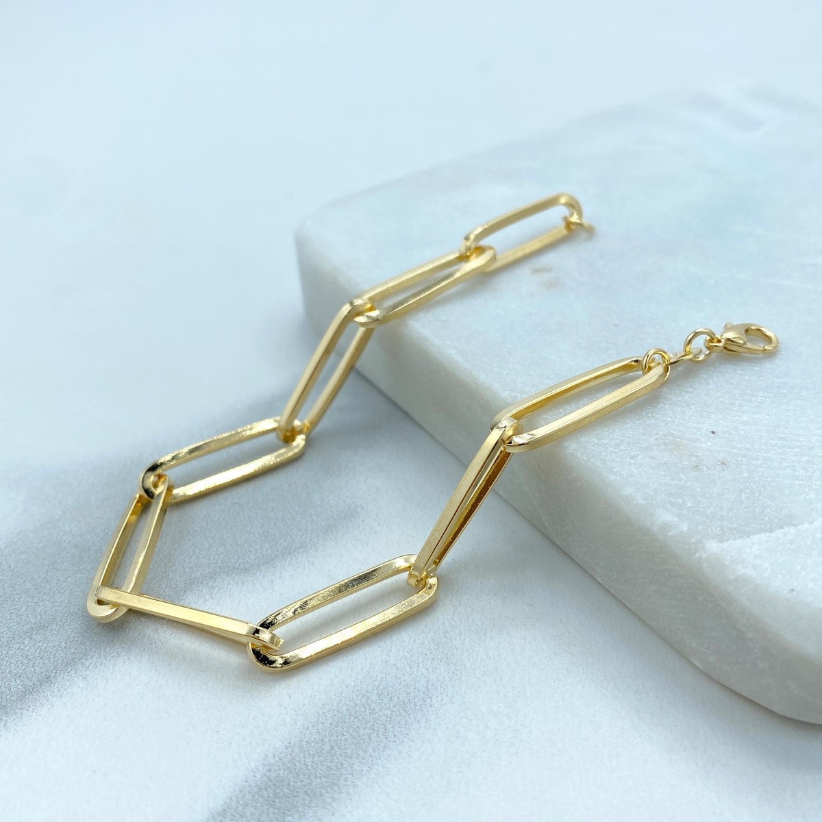 18k Gold Filled 6mm Paperclip Chain Bracelet, 7 Inches Long, Timeless Jewelry, Wholesale Jewelry Making Supplies