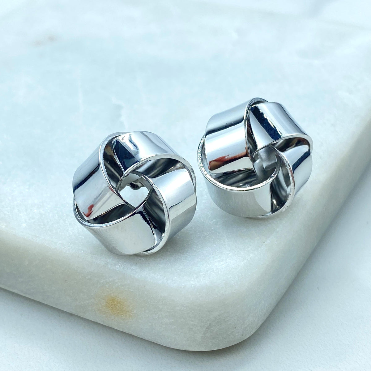 Silver Filled Trendy Knot Stud Earrings, Twisted Stud Earrings, Wholesale Jewelry Making Supplies