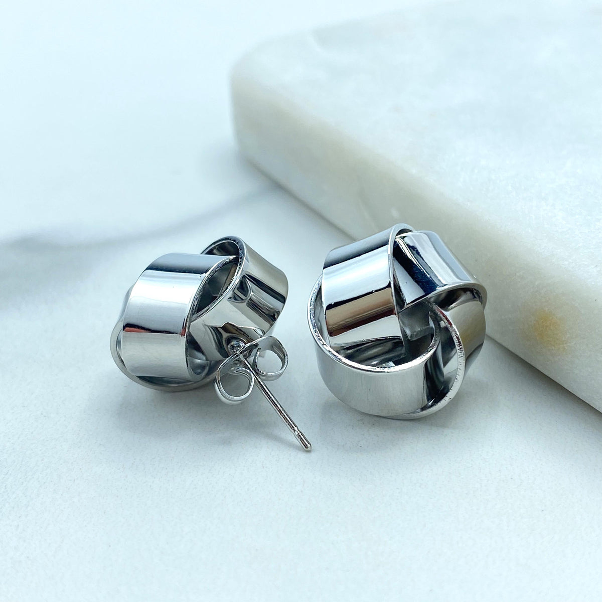 Silver Filled Trendy Knot Stud Earrings, Twisted Stud Earrings, Wholesale Jewelry Making Supplies