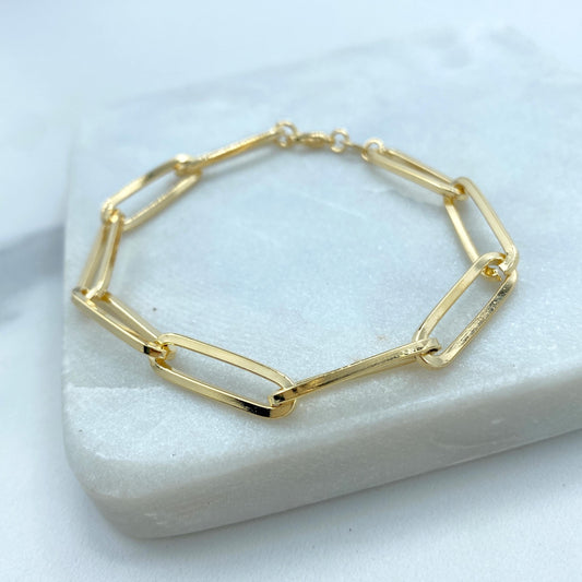 18k Gold Filled 6mm Paperclip Chain Bracelet, 7 Inches Long, Timeless Jewelry, Wholesale Jewelry Making Supplies