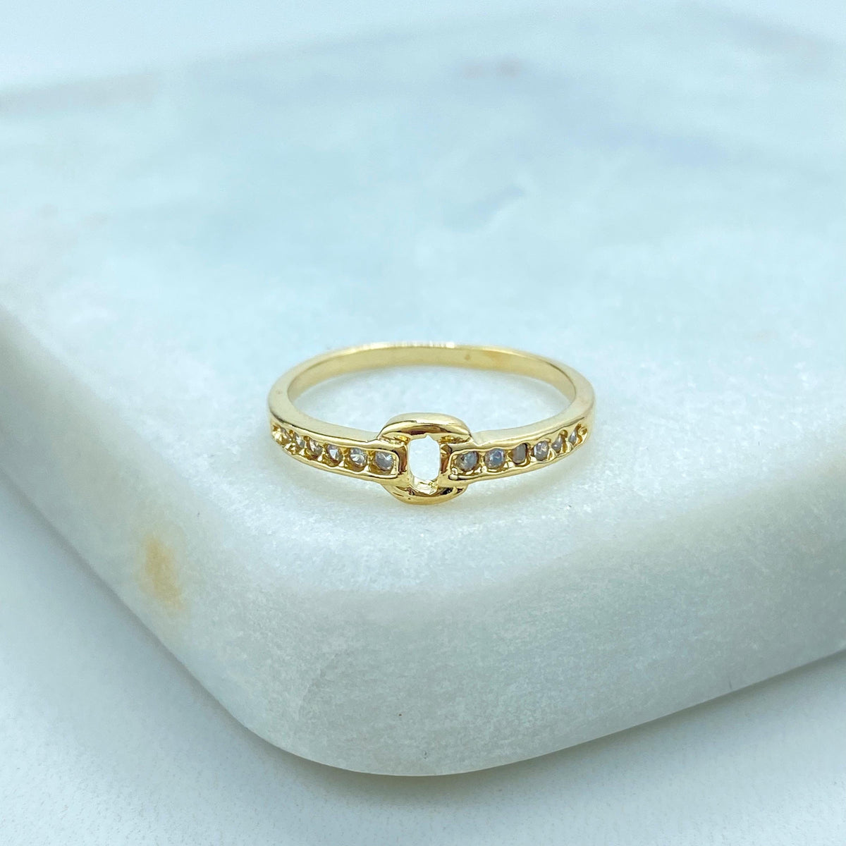 18k Gold Filled Minimalist Ring with Micro Cubic Zirconia, Circle Band Ring with Micro Pave Cubic Zirconia, Wholesale Jewelry.