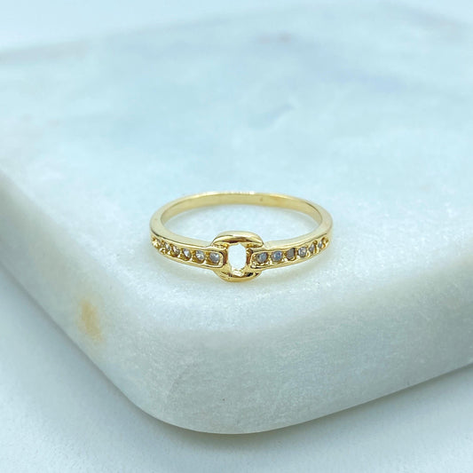 18k Gold Filled Minimalist Ring with Micro Cubic Zirconia, Circle Band Ring with Micro Pave Cubic Zirconia, Wholesale Jewelry.