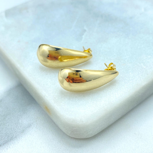 18k Gold Filled Gold Dome Earrings, Vintage Drop Shape Earrings, Teardrop Shape Earrings, Dainty Taer Earrings, Wholesale Jewelry