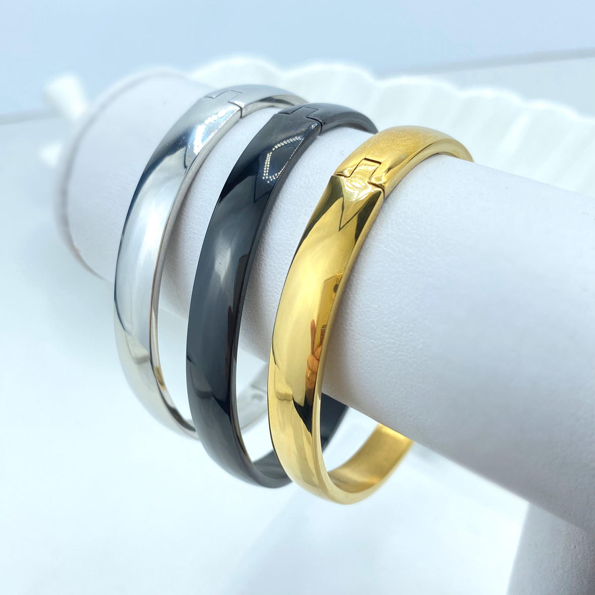 Stainless Steel Silver, Gold or Black Round Cuff Bangle Bracelet, Open Bangles Bracelet, DIY Bangle Gift, Unisex Bracelet, Wholesale Jewelry