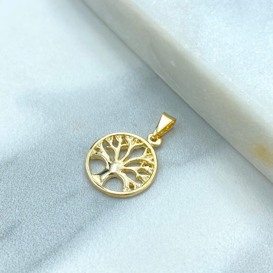 18k Gold Filled Tree of Life Charm, Tree of Life Round Small Pendant Charm, Medallion Tree of Life Charm Pendant, Wholesale Jewelry